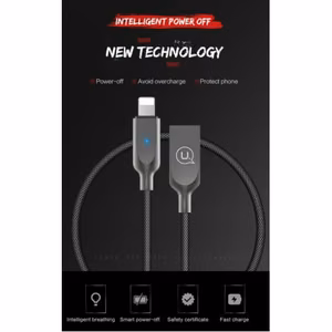 USB Cable USAMS "SJ154" Black "Lightning" 120cm (LED Indicator)
