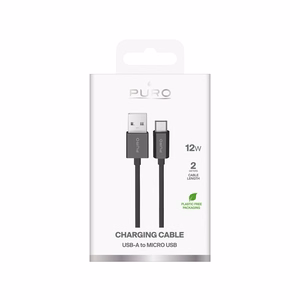 Puro 12W TPE USB-A - microUSB 2m Cable - Black