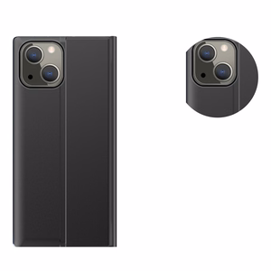 Sleep Case grāmatas tipa apvalks ar viedo logu iPhone 13 mini melns