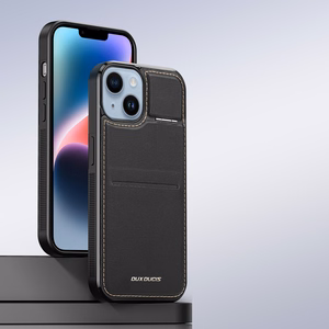 3in1 maku apvalks ar statīvu iPhone 15 Plus MagSafe RFID bloķētājs Dux Ducis Rafi Mag - melns