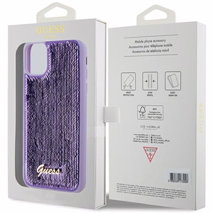 Guess Sequin Script Metal apvalks viedtālrunim iPhone 11 / Xr - violets