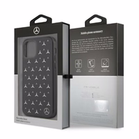 Mercedes Sudraba zvaigžņu raksta viedtālruņa apvalks iPhone 12 Pro Max - melns