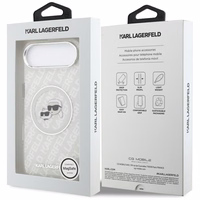 Karl Lagerfeld IML Mirdzošais Karl & Choupette Heads Logo magnētiskais viedtālruņa apvalks iPhone Air - pelēks
