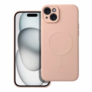 SILICONE MAG COVER viedtālruņa apvalks saderīgs ar MagSafe iPhone 15 Plus rozā