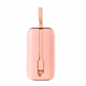 Portatīvais lādētājs Joyroom JR-L012 rozā 10000mAh (PD 22.5W) + iebūvēti Type-C / Lightning kabeļi