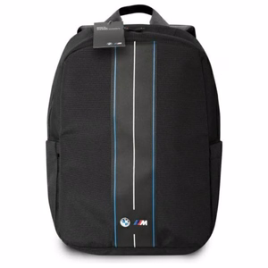 BMW Nylon Blue Stripe mugursoma klēpjdatoram līdz 16 collām, melna