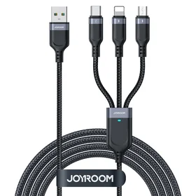 Joyroom Multi-Use Series S-A18 3in1 USB-A - Lightning / USB-C / micro USB kabelis 0.3m - melns