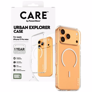 CARE by PanzerGlass Flagship Urban Explorer Magnētiskais viedtālruņa apvalks ar baltu MagSafe iPhone 17 Pro Max - caurspīdīgs