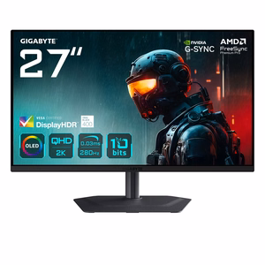 GIGABYTE MO27Q2A 27" OLED 2K QHD spēļu monitors - 2560 x 1440, 280Hz, 0.03ms, 250 cd/m², FreeSync Premium Pro, DisplayHDR True Black 400, HDMI 2.1, Displayport 1.4