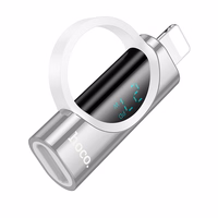 Adapteris Lightning uz USB-C Hoco PD 2,4A 27W ar digitālo indikatoru UA32B sudraba krāsā