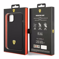 Viedtālruņa apvalks Ferrari FEHCP14SSIBBK iPhone 14 6.1 melns silikona metāla logotips
