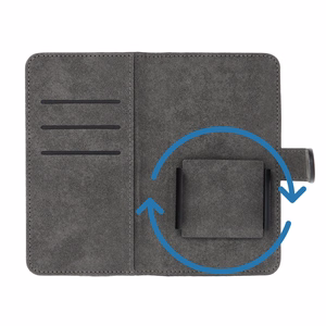 Universāls grāmatas tipa viedtālruņa apvalks COMMON izmērs L, paredzēts IPHONE 6 PLUS / 7 PLUS / 8 PLUS / XS MAX / 11 PRO MAX / SAMSUNG S20 FE / S21 FE / S10 PLUS / A10 / A32 / A54 / XIAOMI 12 LITE / HUAWEI P30 PRO, melns