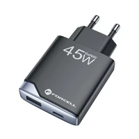 FORCELL F-ENERGY GaN III B245202(1A1C) īpaši plāns ceļojumu lādētājs 1 x Type C + 1 x USB A PD QC4.0 3A 45W melns