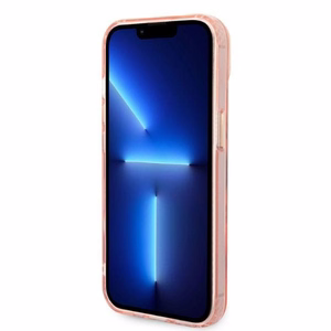 Guess GUHMP14MHTCMP iPhone 14 Plus 6.7" rozā/rozā cietais apvalks Zelta kontūra Caurspīdīgs Magnētiskais