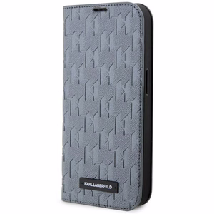 Karl Lagerfeld KLBKP14LSAKLHPG iPhone 14 Pro 6.1" grāmatas apvalks sudraba/sudraba Saffiano Monogram