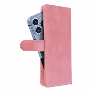 Universāls grāmatas tipa apvalks KOPĒJS izmērs S iPhone 12 / 13 / Samsung S6 / A5 2016 / Xcover 4 / S22 / Huawei P8 2017 rozā