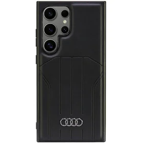 Audi Sintētiskās ādas Magnētiskais viedtālruņa apvalks S24 Ultra S928 melns/melns cietais apvalks AU-TPUPCMS24U-Q5/D1-BK