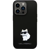 Karl Lagerfeld KLHCP13LSMHCNPK viedtālruņa apvalks iPhone 13 Pro / 13 - melns silikona C metāla piespraude