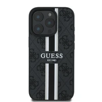 Guess 4G Iespiestu svītru MagSafe viedtālruņa apvalks iPhone 16 Pro - melns