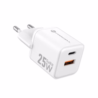 FORCELL F-ENERGY Mini GaN III VT-25B ceļojumu lādētājs ar 1 x Type C + 1x USB A ligzdām, PD QC4.0 25W balts