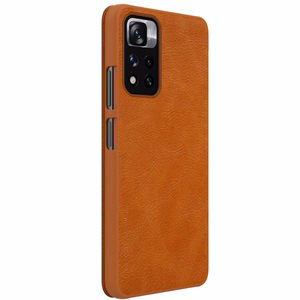 Чехол-книжка Nillkin Qin для Xiaomi Redmi Note 11 Pro+ (China) / Redmi Note 11 Pro (China) / Mi11i HyperCharge с защитой камеры коричневый