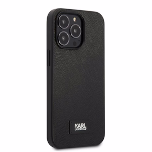 Karl Lagerfeld KLHCP13LSFMP2K iPhone 13 Pro / 13 6.1" cietais apvalks melns/melns Saffiano plāksne