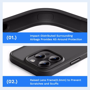 Rock Guard sērijas viedtālruņa apvalks Iphone 16 Pro Max caurspīdīgs-melns