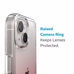 Speck Presidio Perfect-Clear + Ombre vāciņš ierīcei iPhone 15 Plus / 14 Plus, ar Microban pretmikrobu aizsardzību, “Clear / Vintage Rose Fade” krāsu kombinācija