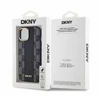 DKNY Ādas rūtainais magnētiskais apvalks iPhone 15/14/13 - melns