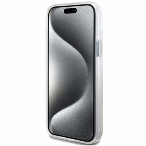 Guess GUHMP15MHRSGSD iPhone 15 Plus / 14 Plus 6.7" caurspīdīgs/caurspīdīgs cietais apvalks Gredzena Statīvs Script Glitter Magnētiskais