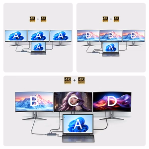 USB-C Hub 14 in 1 Wozinsky WDS03Y5S daudzfunkcionāls, alumīnijs, 3 monitoriem, ar 15 cm kabeli - pelēks