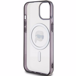 Karl Lagerfeld KLHMP15SHKHNOTK iPhone 15 6.1" caurspīdīgs cietais apvalks IML Karl's Head MagSafe