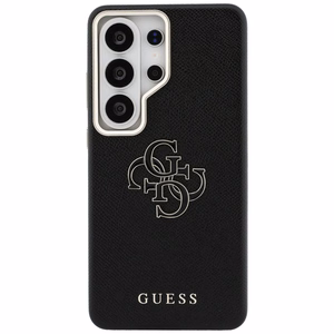 Guess maciņš Grained Big 4G Metal Logo priekš Samsung Galaxy S26 Ultra melns