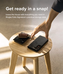 Ringke Folio Signature atverams ādas apvalks Samsung Galaxy S22 + (S22 Plus) melns (FSS118R262)