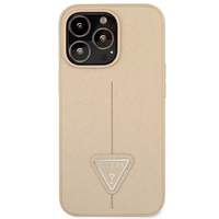Guess GUHCP14XPSATLE iPhone 14 Pro Max 6.7" bēšs cietais viedtālruņa apvalks Saffiano Triangle Logo