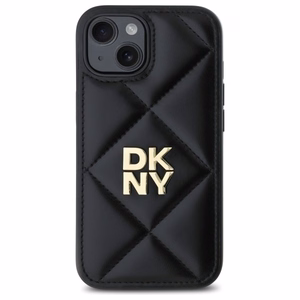 DKNY Quilted Stack Logo viedtālruņa apvalks iPhone 15 - melns