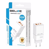 Beline Tīkla lādētājs 2x USB-C + 1x USB 65W balts (tikai galviņa) PD 3.0 + QC 3.0 BLN3CW65 GaN
