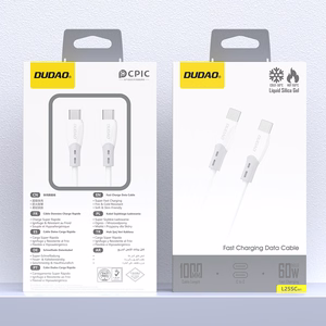 Dudao L25SC 60W USB-C - USB-C kabelis ar mīkstu silikona apvalku 1m - balts