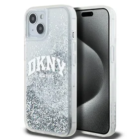 DKNY šķidrā spīduma lielā logotipa viedtālruņa apvalks iPhone 15 / 14 / 13 - balts