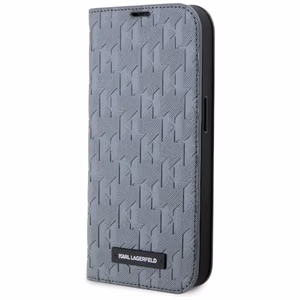 Karl Lagerfeld KLBKP14SSAKLHPG iPhone 14 6.1" grāmatas apvalks sudraba/sudraba Saffiano Monogram