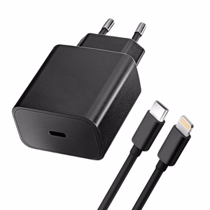 BLUE STAR ceļojumu lādētājs Type C + kabelis Type C uz Lightning PD QC4.0 3A 20W TFB-TC-20WPD melns