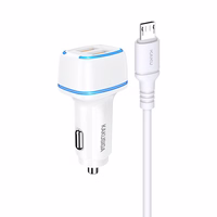 KAKU automašīnas lādētājs KSC-528 Shengyu - 2xUSB - 2,8A ar USB uz Micro USB balts