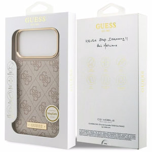 Guess 4G Logo Plate MagSafe Чехол для iPhone 17 Pro Max - розовый