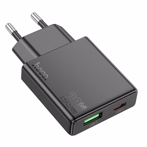 Phone charger Hoco Slim USB A + USB C QC3.0 PD 3A 20W N38 black