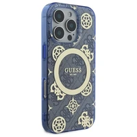 Guess GUHMP16XH4PYEEB iPhone 16 Pro Max 6.9" zils/zils cietais apvalks IML Peony On 4G Background Magnētiskais