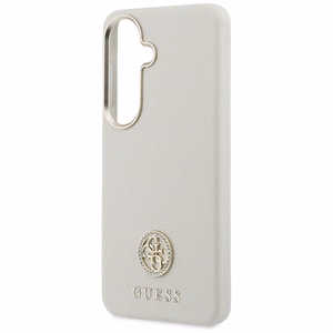 Guess maciņš Rhinestone Round Logo MagSafe priekš Samsung Galaxy S26 smilškrāsas