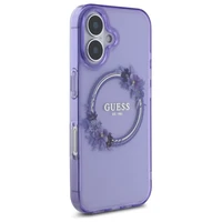 Guess IML Ziedu Vainags Magnētiskais viedtālruņa apvalks iPhone 16 - violeta