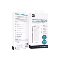ZAGG IF Defense komplekts viedtālruņa apvalks iPhone 16e (2025) / 15 / 14 / 13 - Caurspīdīgs