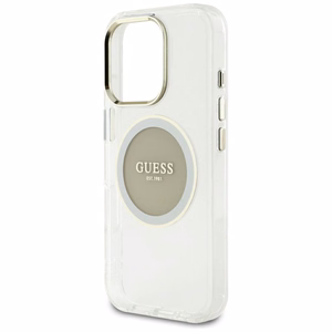 Guess IML Metal Colored Circle Classic Logo Magnētiskais viedtālruņa apvalks iPhone 16 Pro Max - pelēks