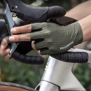 Rockbros Breathable Short Finger Cycling Gloves, Size: XXL - Green